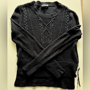 The Kooples Wool‎ Cashmere Blend Cable-Knit Crewneck Sweater Black Size Large